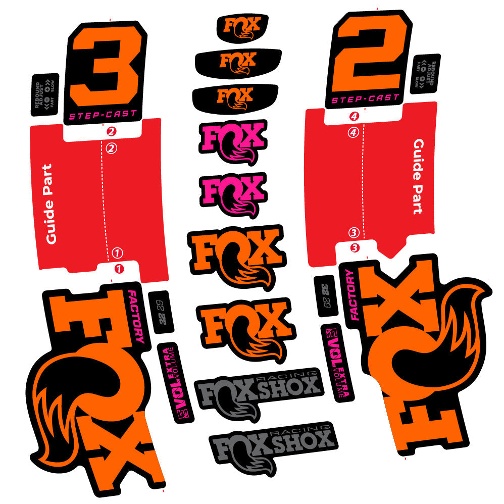 Stickers Fox 32 StepCast Factory 2 2025 compatibles Autocollants fourche 29"