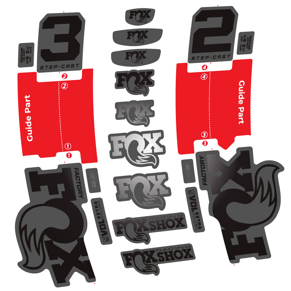 Stickers Fox 32 Step-Cast Factory 2 2025 compatibles - Autocollants fourche VTT