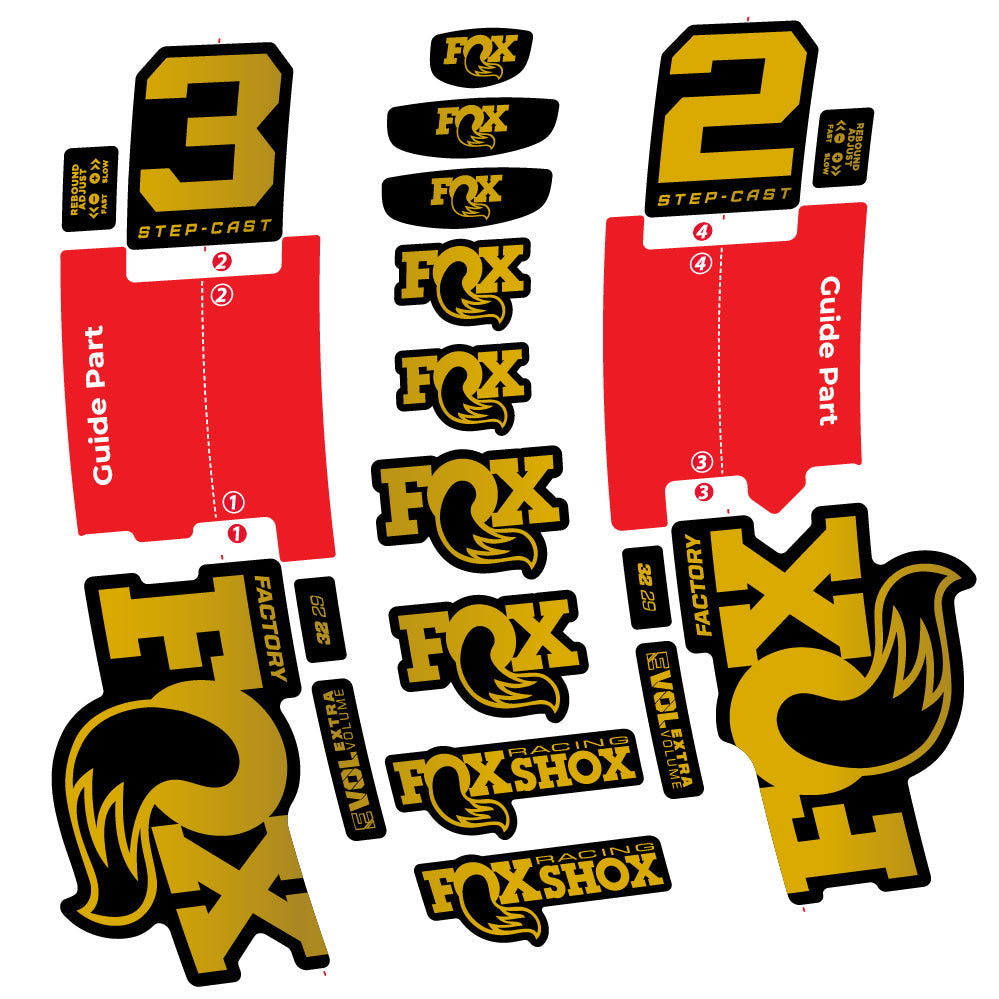 Stickers Fox 32 StepCast Factory 2 2025 compatibles Autocollants fourche 29"