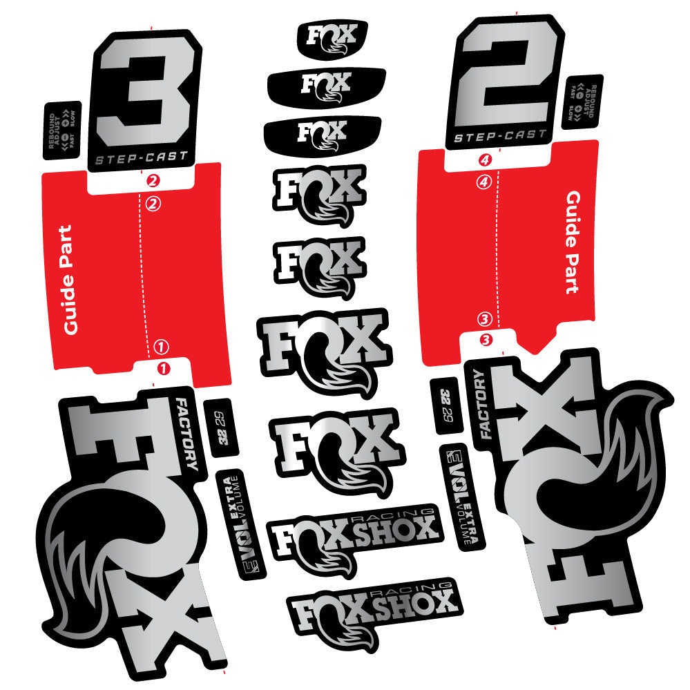 Stickers Fox 32 StepCast Factory 2 2025 compatibles Autocollants fourche 29"