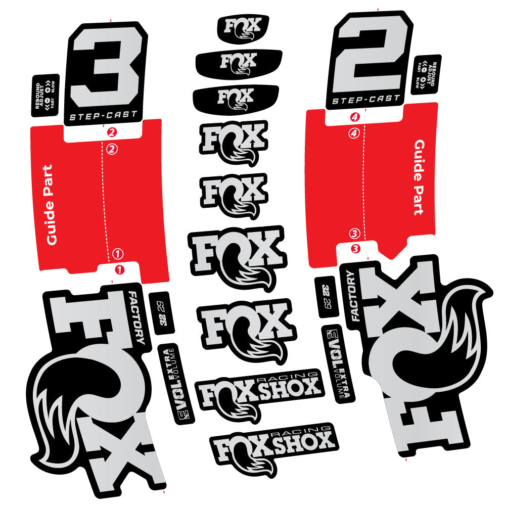 Stickers Fox 32 Step-Cast Factory 2 2025 compatibles - Autocollants fourche VTT