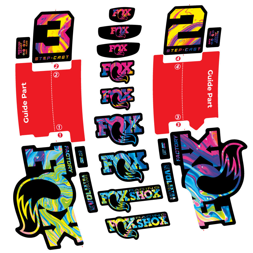 Stickers Fox 32 StepCast Factory 2 2025 compatibles Autocollants fourche 29"