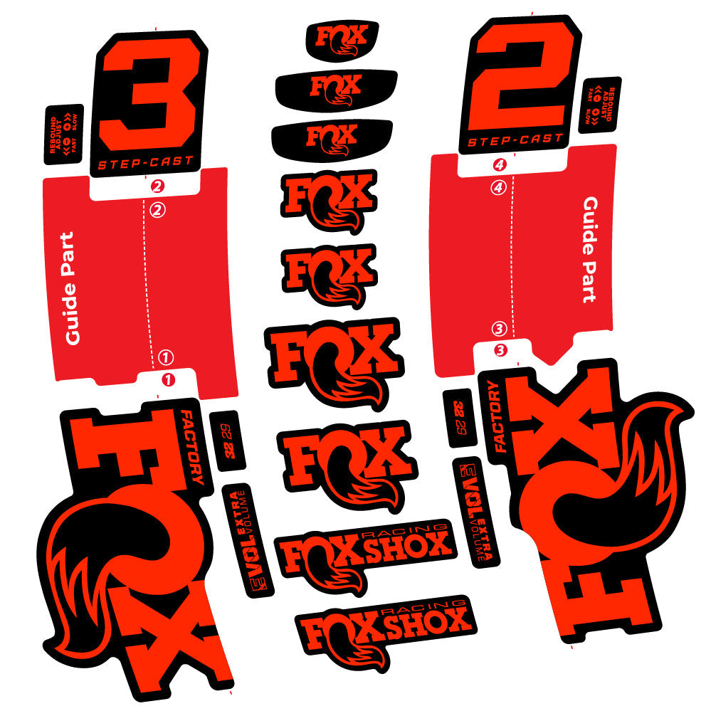 Stickers Fox 32 StepCast Factory 2 2025 compatibles Autocollants fourche 29"