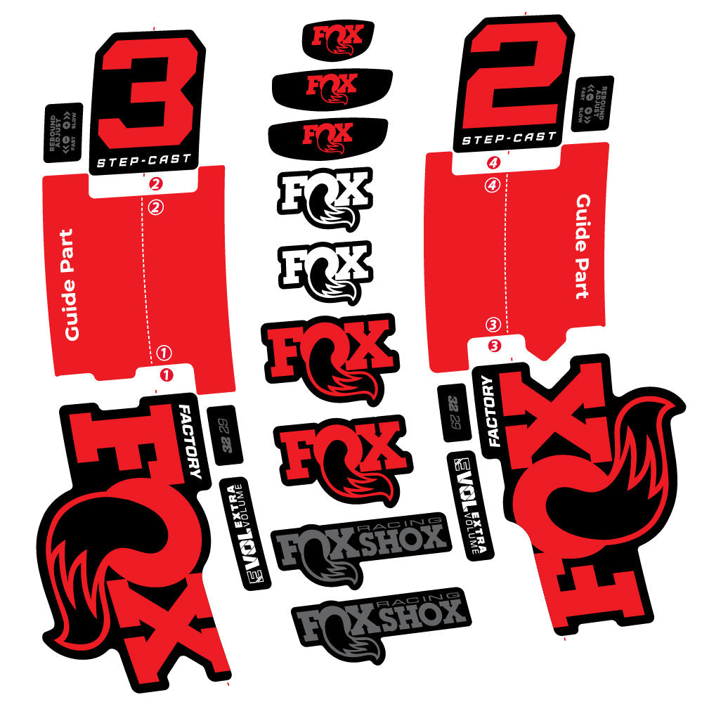 Stickers Fox 32 StepCast Factory 2 2025 compatibles Autocollants fourche 29"