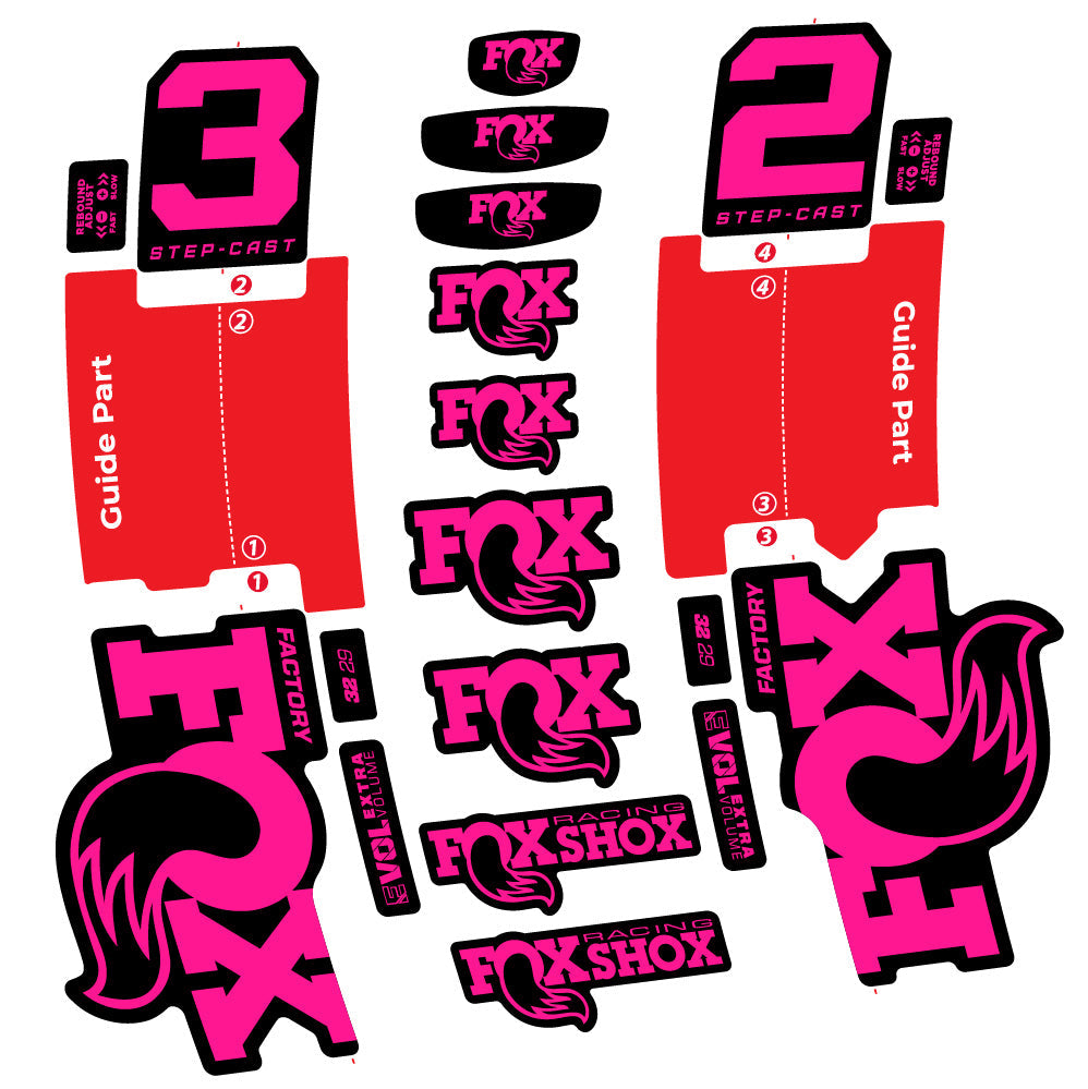 Stickers Fox 32 StepCast Factory 2 2025 compatibles Autocollants fourche 29"