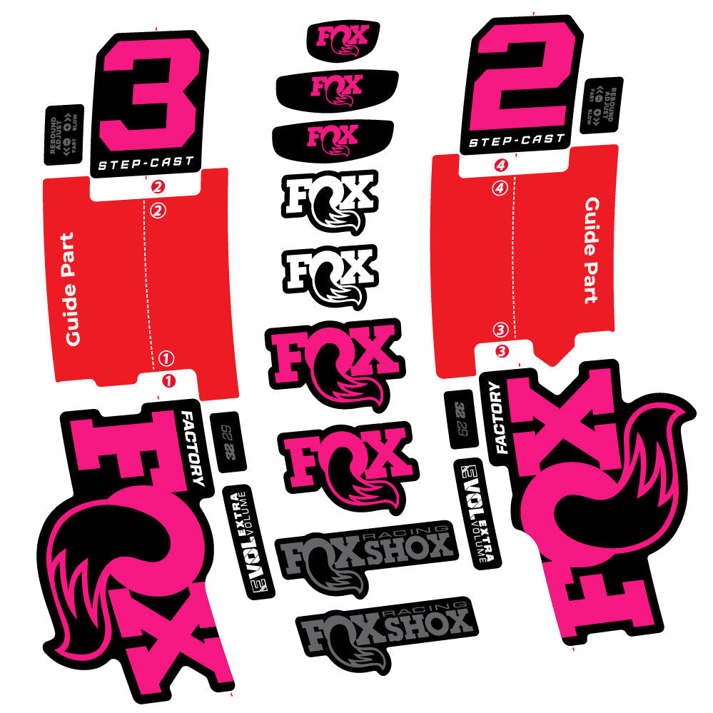 Stickers Fox 32 StepCast Factory 2 2025 compatibles Autocollants fourche 29"