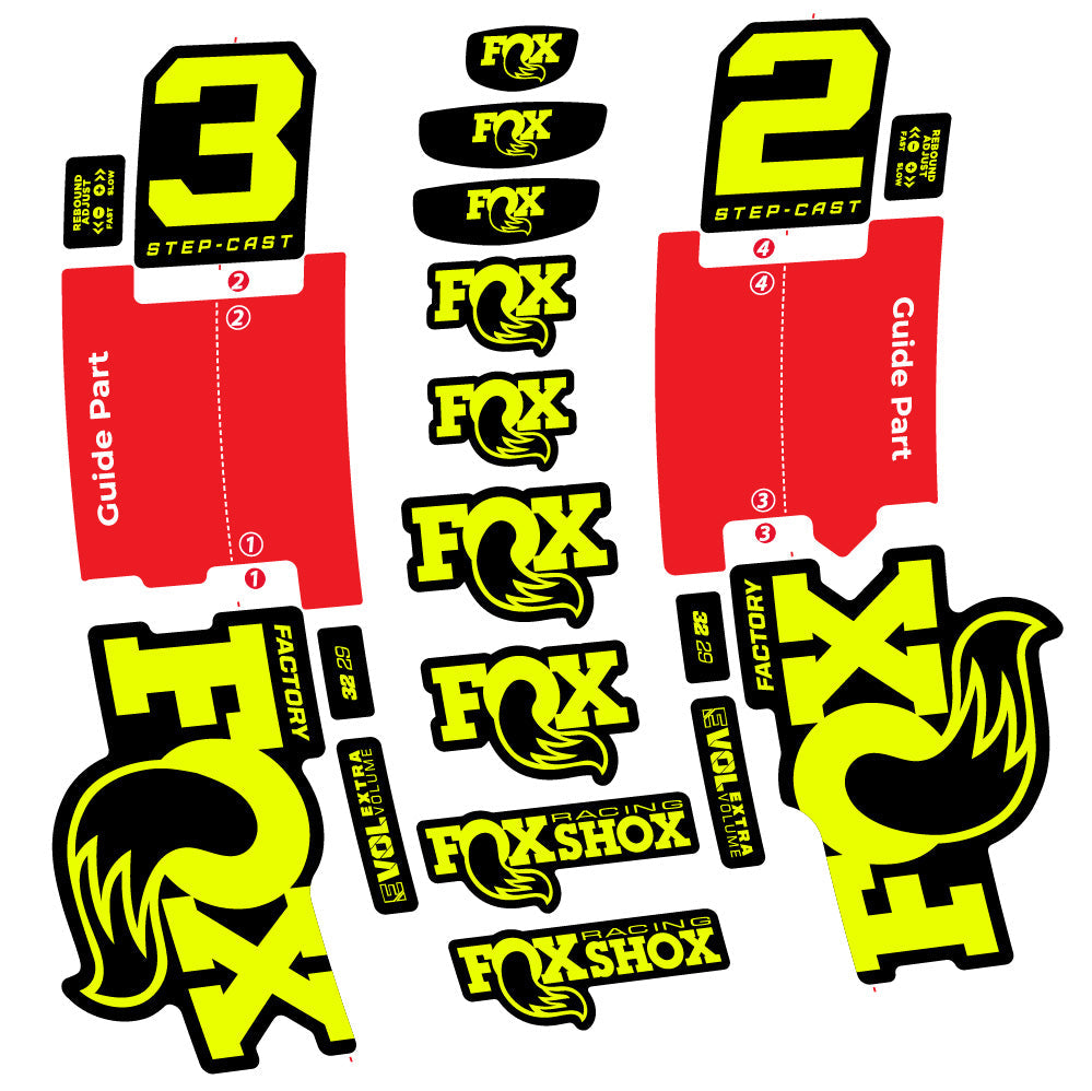 Stickers Fox 32 Step-Cast Factory 3 2025 compatibles - Autocollants fourche VTT