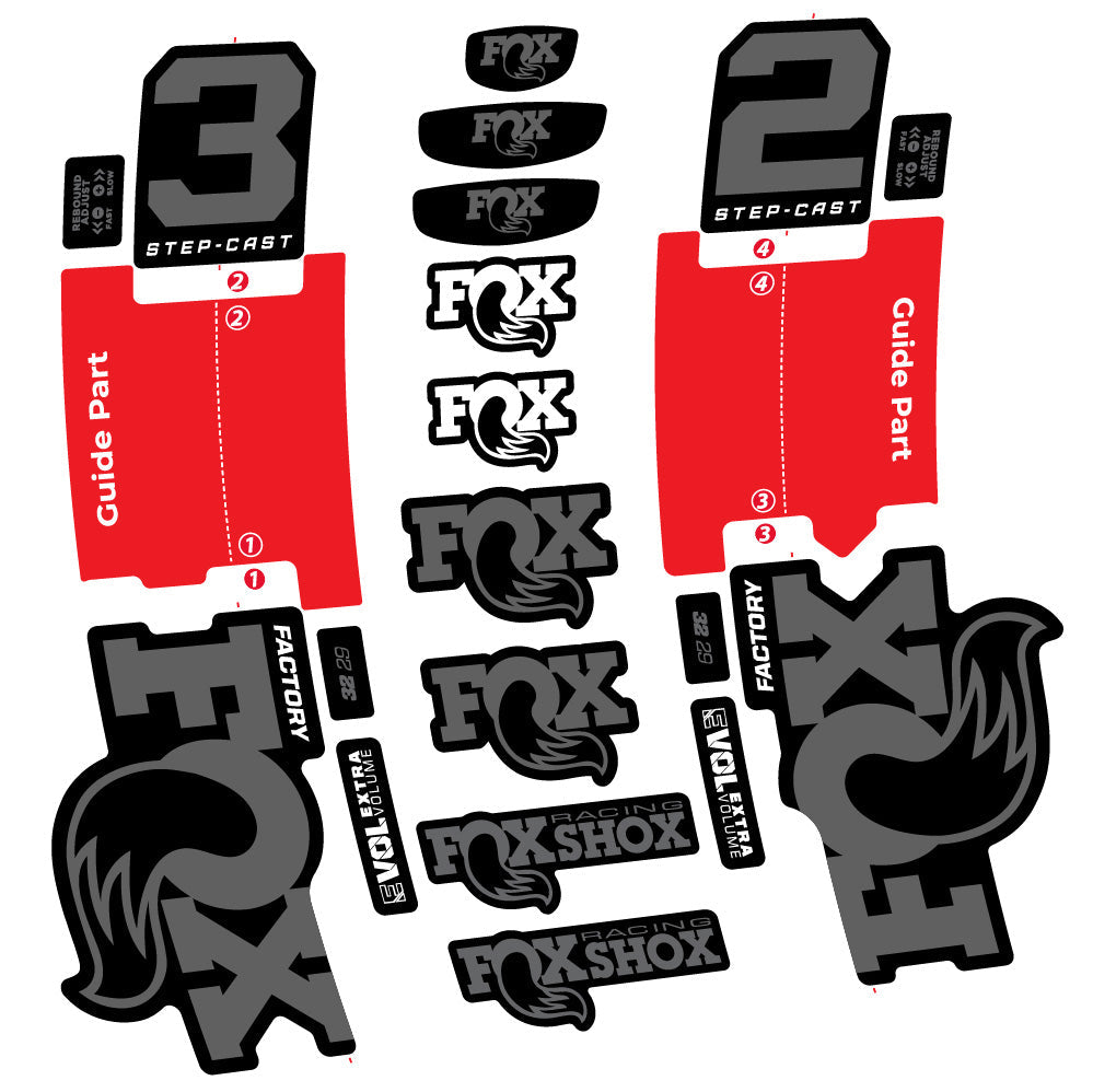Stickers Fox 32 Step-Cast Factory 3 2025 compatibles - Autocollants fourche VTT
