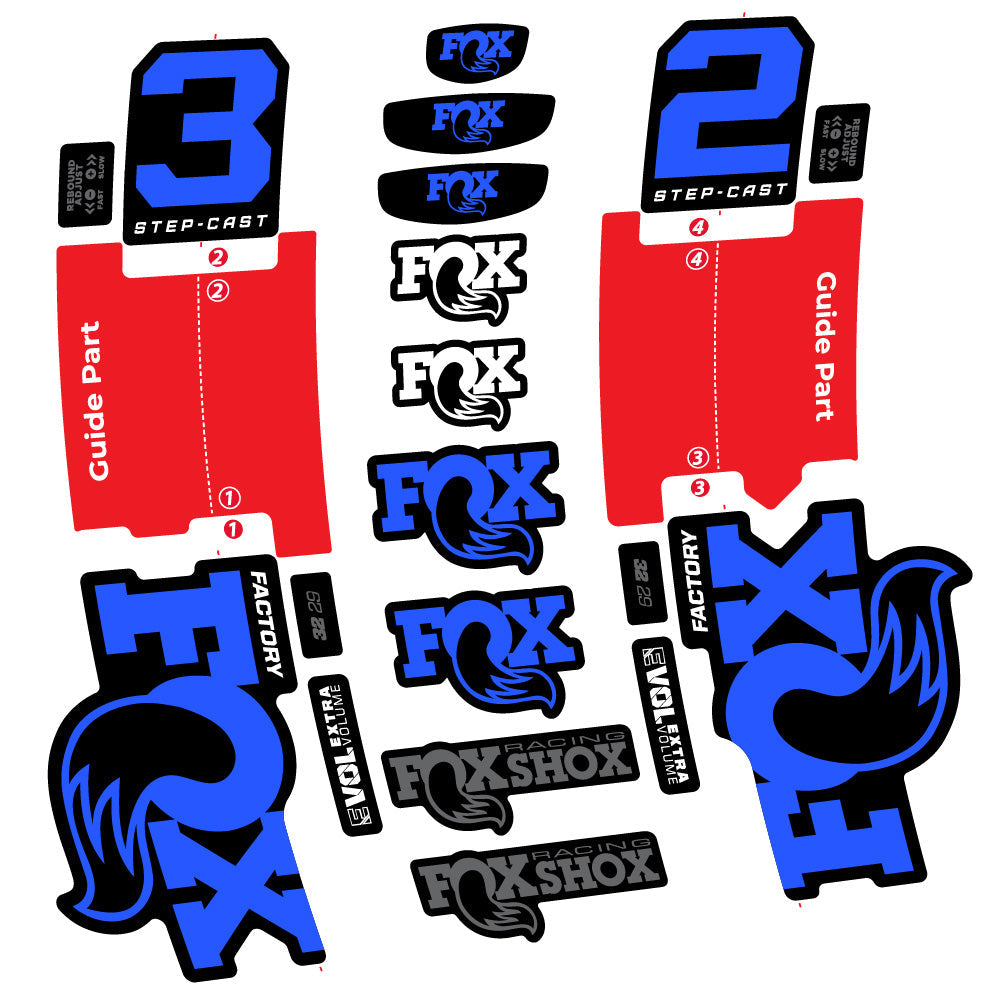 Stickers Fox 32 StepCast Factory 3 2025 compatibles Autocollants fourche 29"
