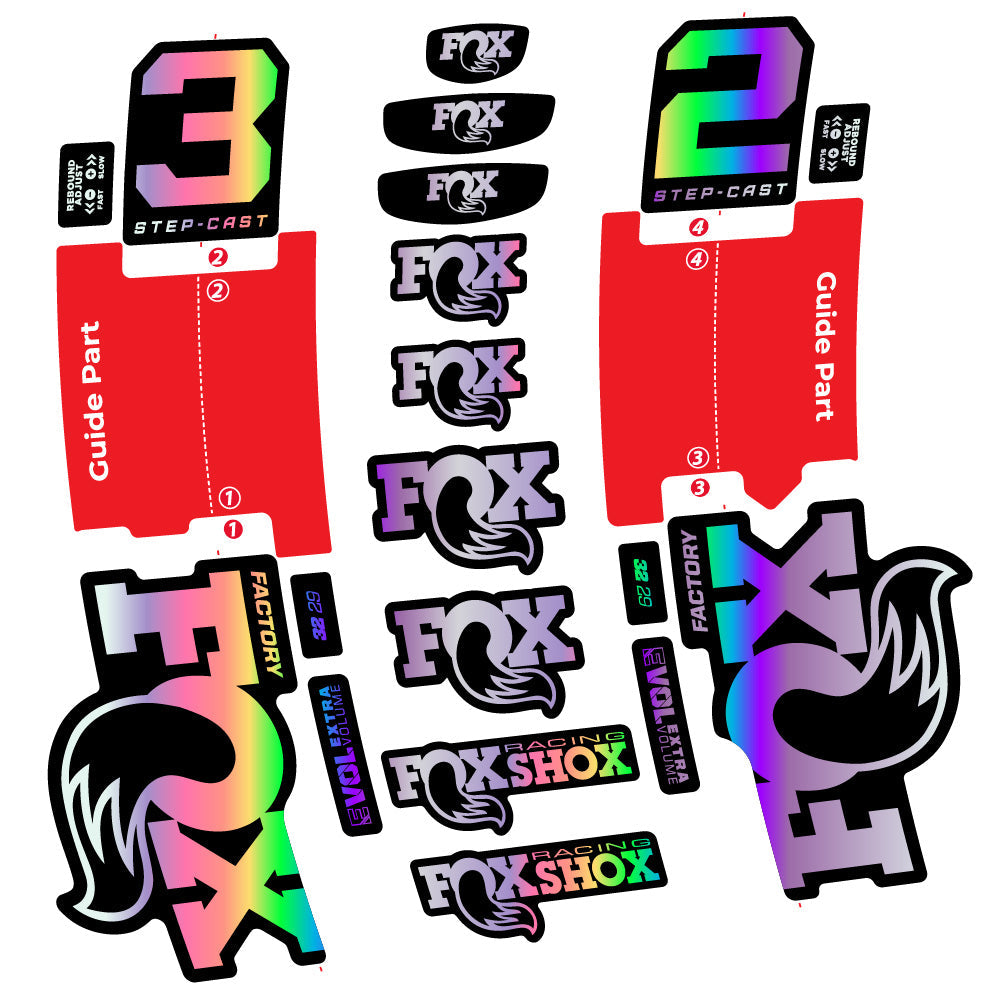 Stickers Fox 32 StepCast Factory 3 2025 compatibles Autocollants fourche 29"