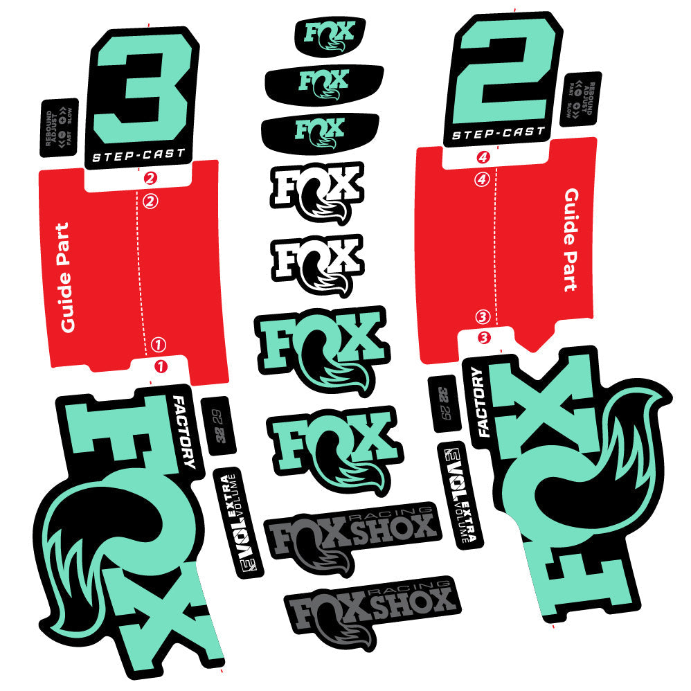 Stickers Fox 32 Step-Cast Factory 3 2025 compatibles - Autocollants fourche VTT