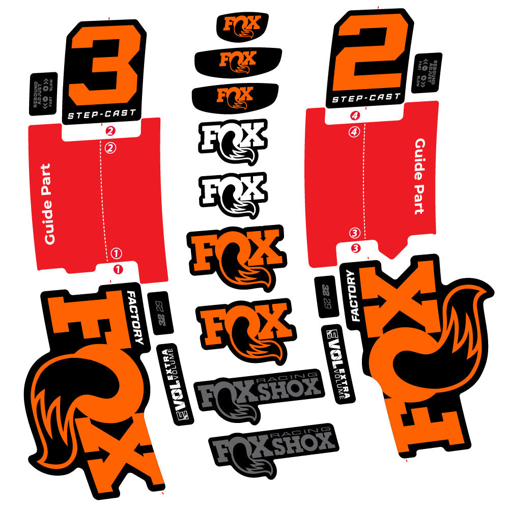 Stickers Fox 32 Step-Cast Factory 3 2025 compatibles - Autocollants fourche VTT
