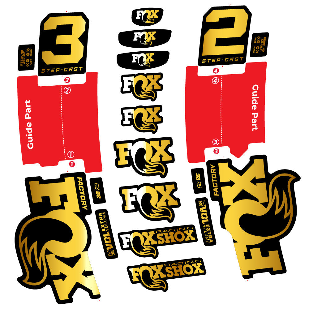 Stickers Fox 32 Step-Cast Factory 3 2025 compatibles - Autocollants fourche VTT