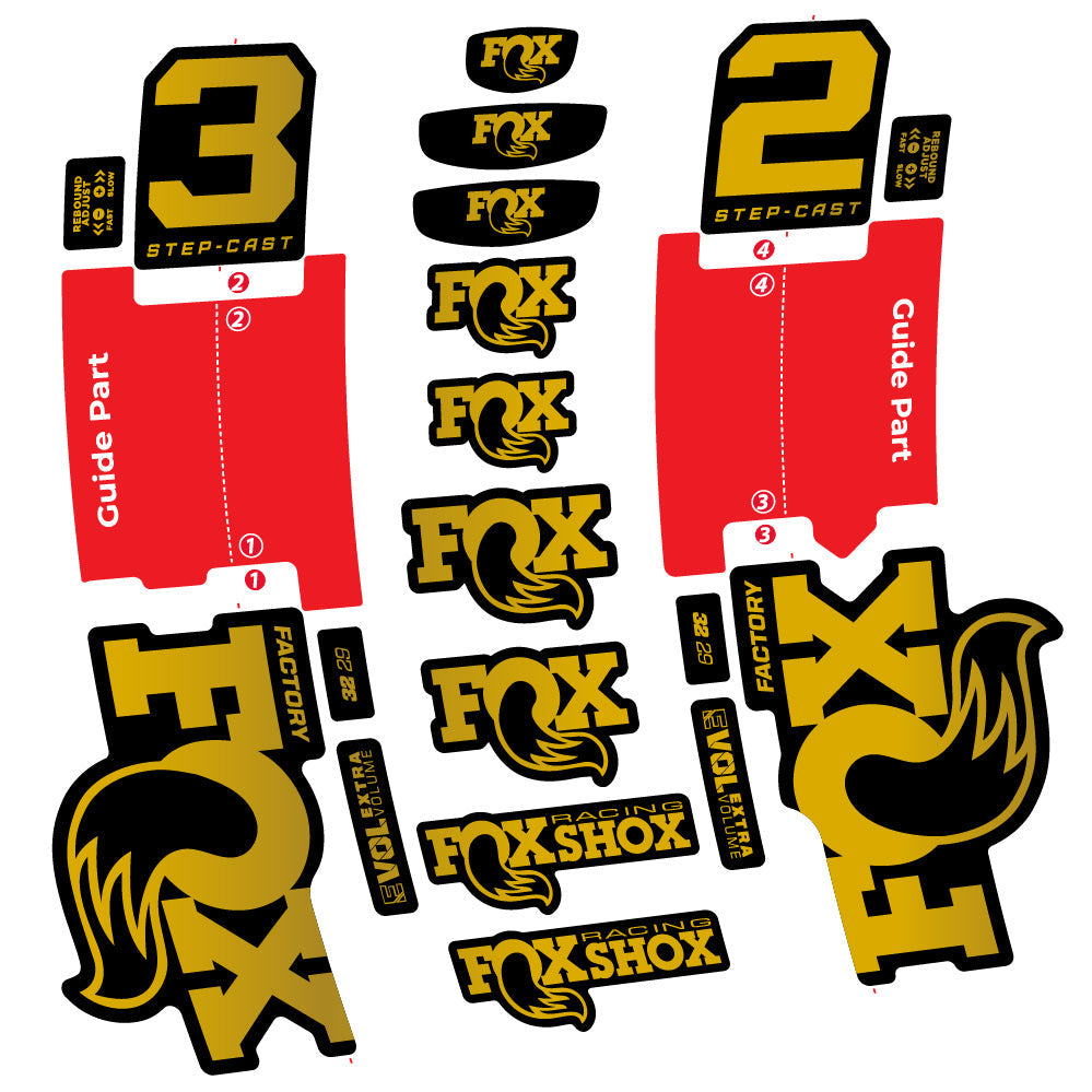 Stickers Fox 32 StepCast Factory 3 2025 compatibles Autocollants fourche 29"