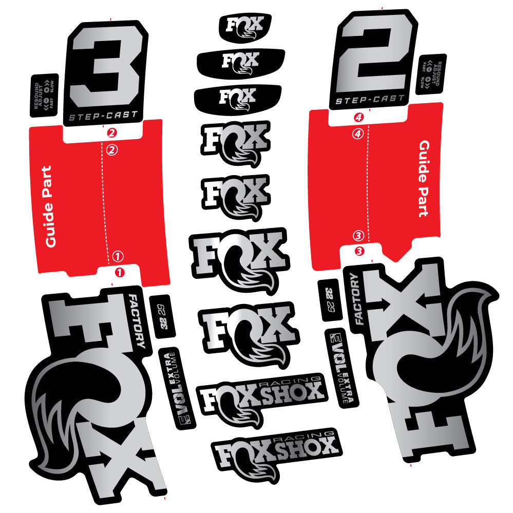 Stickers Fox 32 Step-Cast Factory 3 2025 compatibles - Autocollants fourche VTT