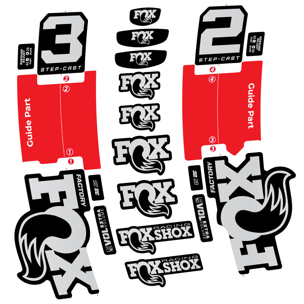 Stickers Fox 32 Step-Cast Factory 3 2025 compatibles - Autocollants fourche VTT
