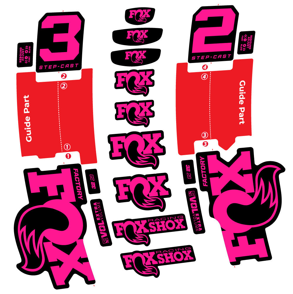 Stickers Fox 32 Step-Cast Factory 3 2025 compatibles - Autocollants fourche VTT
