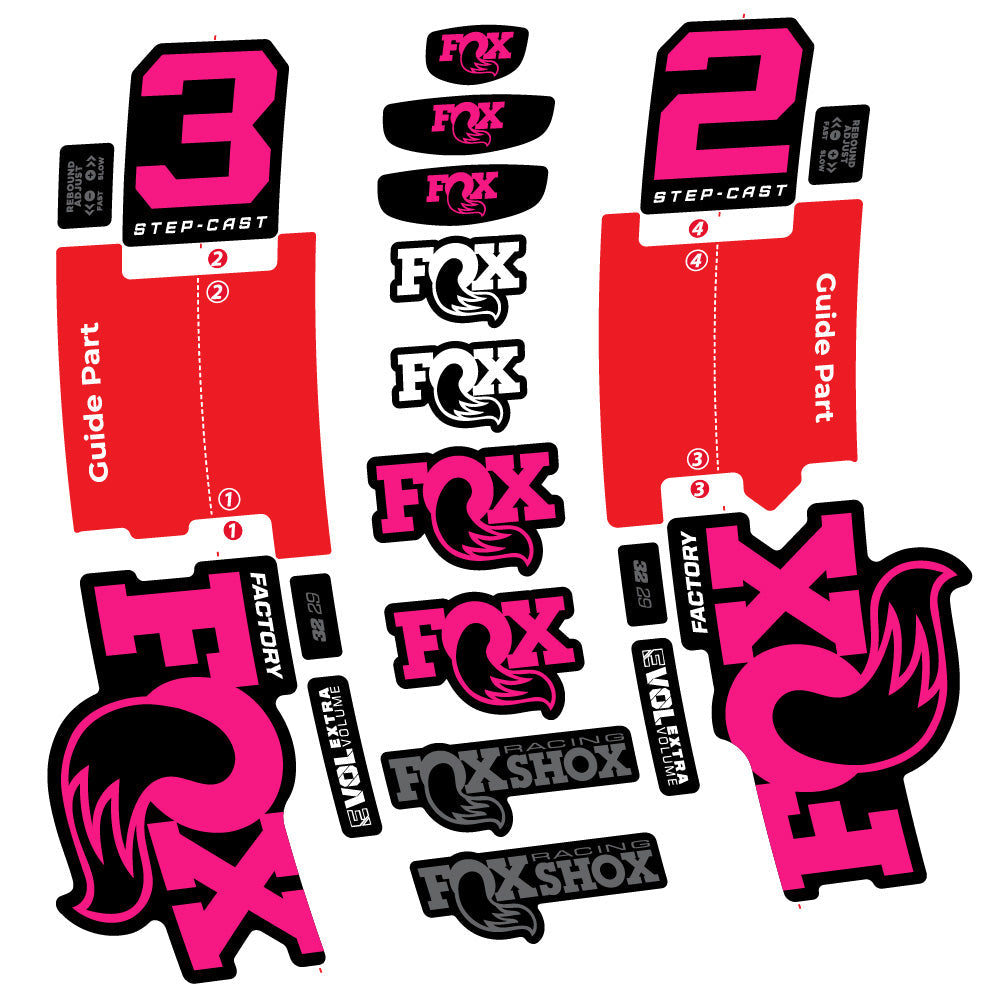 Stickers Fox 32 Step-Cast Factory 3 2025 compatibles - Autocollants fourche VTT