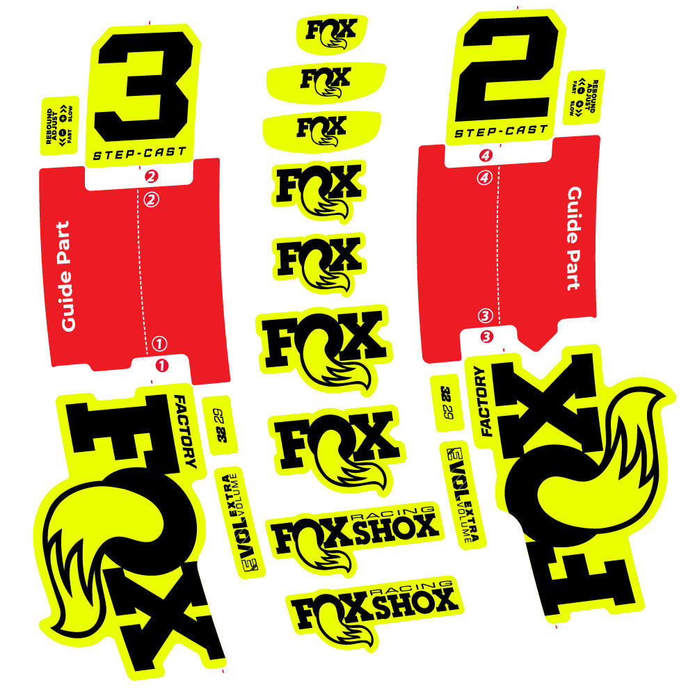 Stickers Fox 32 Step-Cast Factory 2025 compatibles - Autocollants fourche VTT