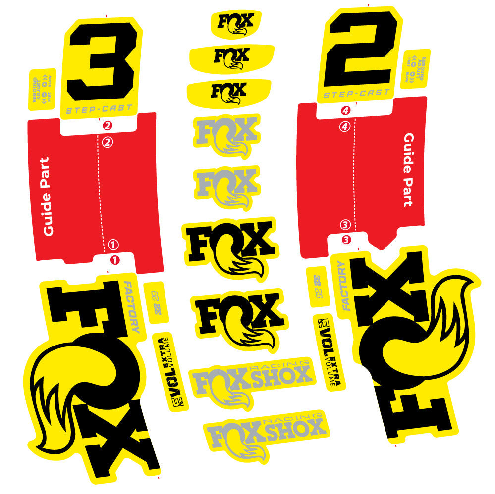 Stickers Fox 32 Step-Cast Factory 2025 compatibles - Autocollants fourche VTT