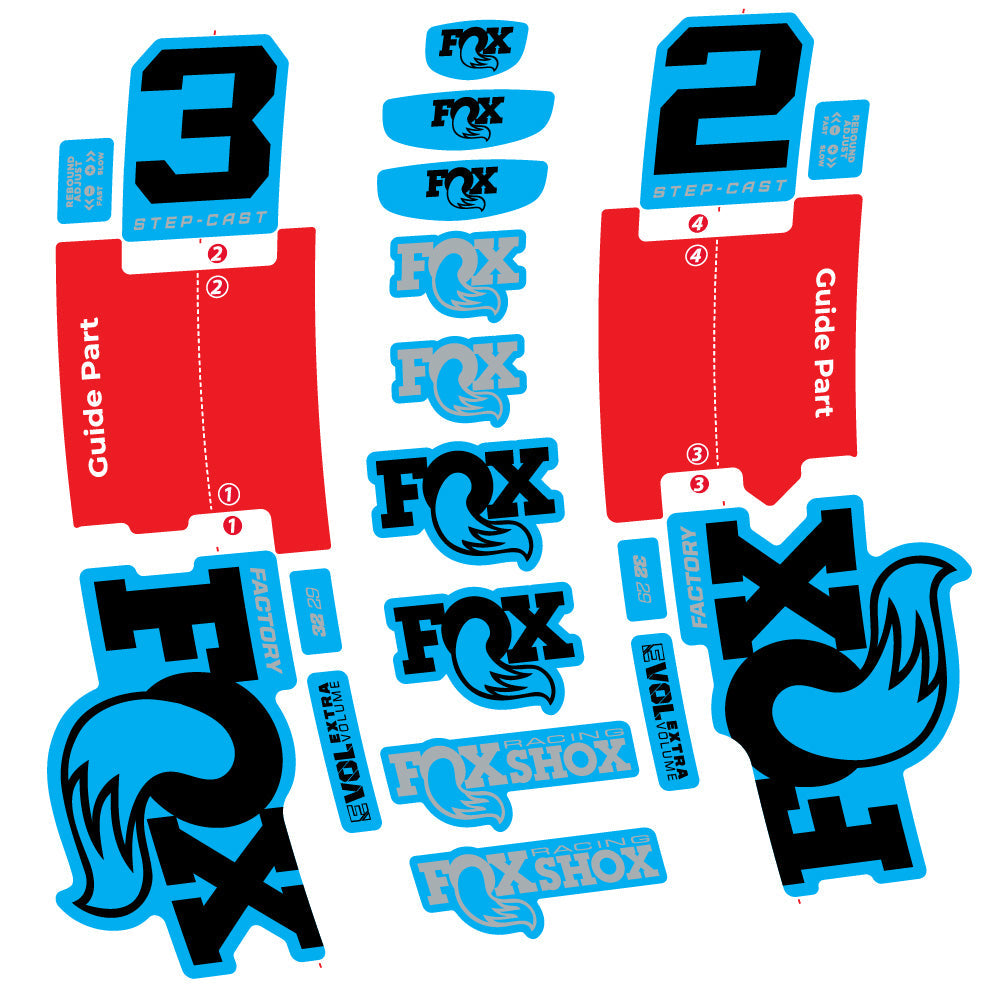Stickers Fox 32 Step-Cast Factory 2025 compatibles - Autocollants fourche VTT