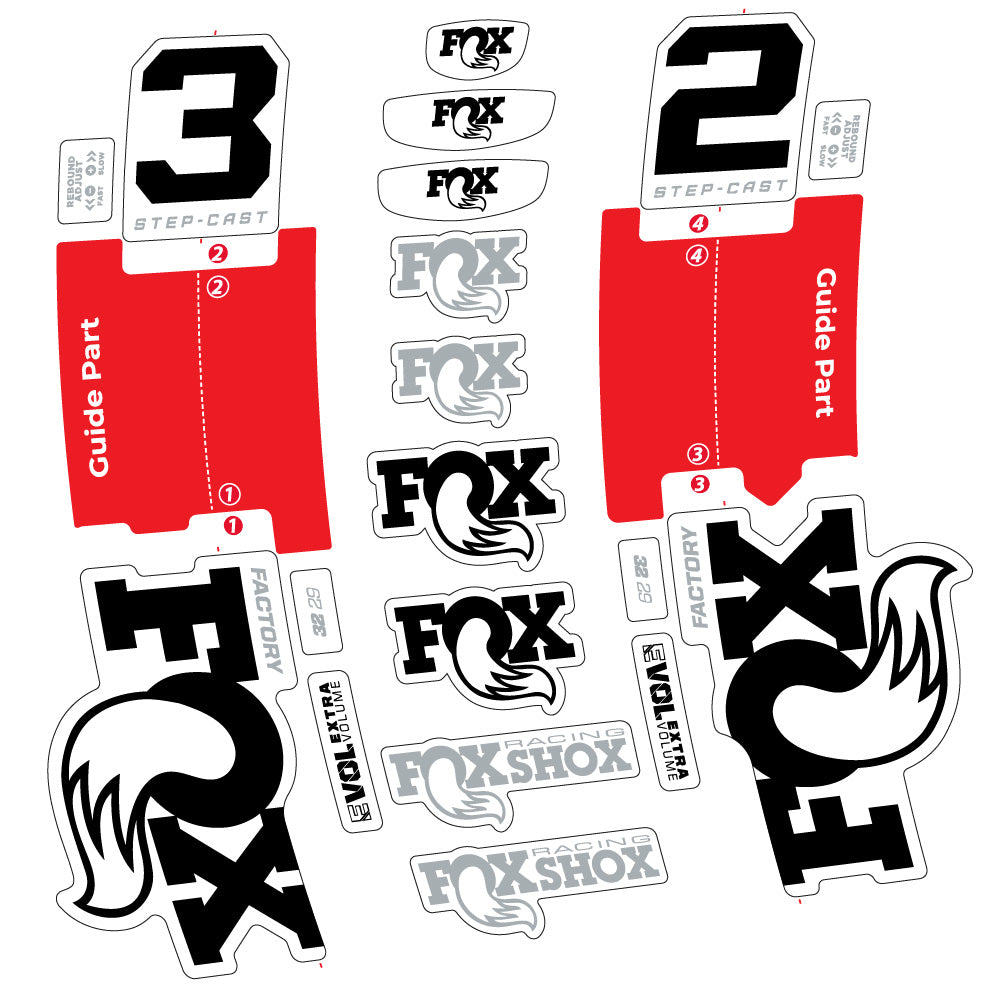 Stickers Fox 32 Step-Cast Factory 2025 compatibles - Autocollants fourche VTT