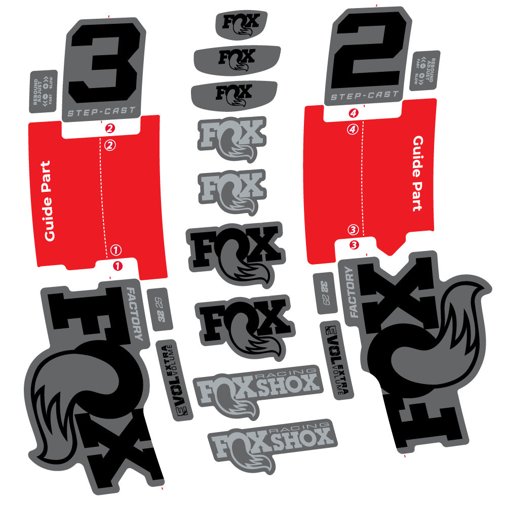 Stickers Fox 32 Step-Cast Factory 2025 compatibles - Autocollants fourche VTT