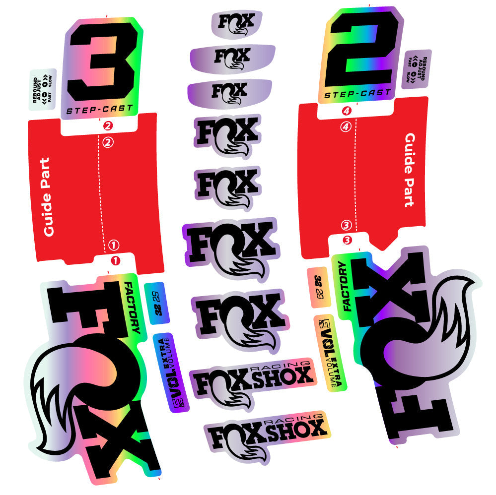 Stickers Fox 32 StepCast Factory 2025 compatibles Autocollants fourche 29"