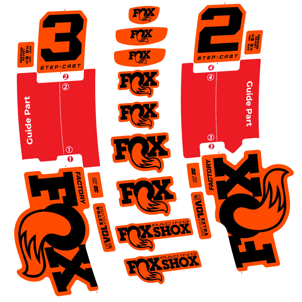 Stickers Fox 32 Step-Cast Factory 2025 compatibles - Autocollants fourche VTT