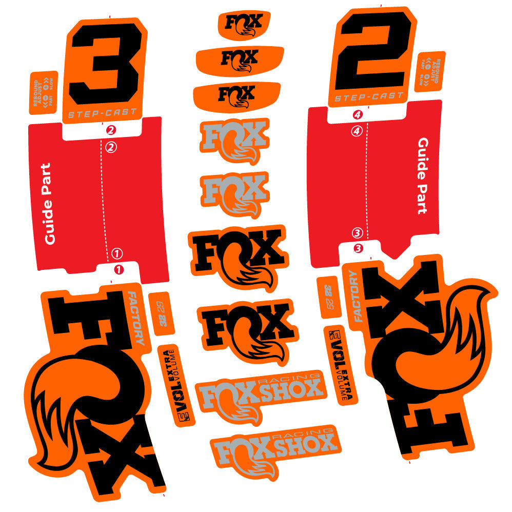 Stickers Fox 32 Step-Cast Factory 2025 compatibles - Autocollants fourche VTT