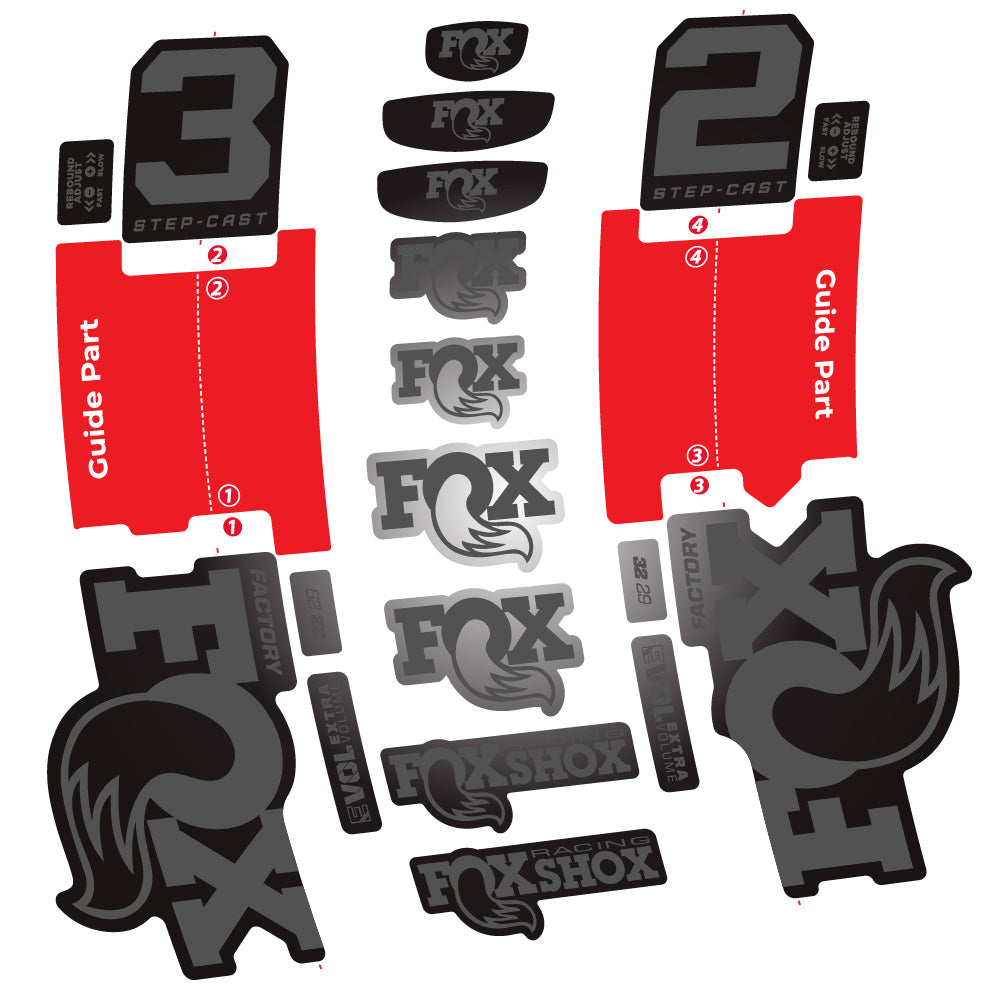 Stickers Fox 32 Step-Cast Factory 2025 compatibles - Autocollants fourche VTT