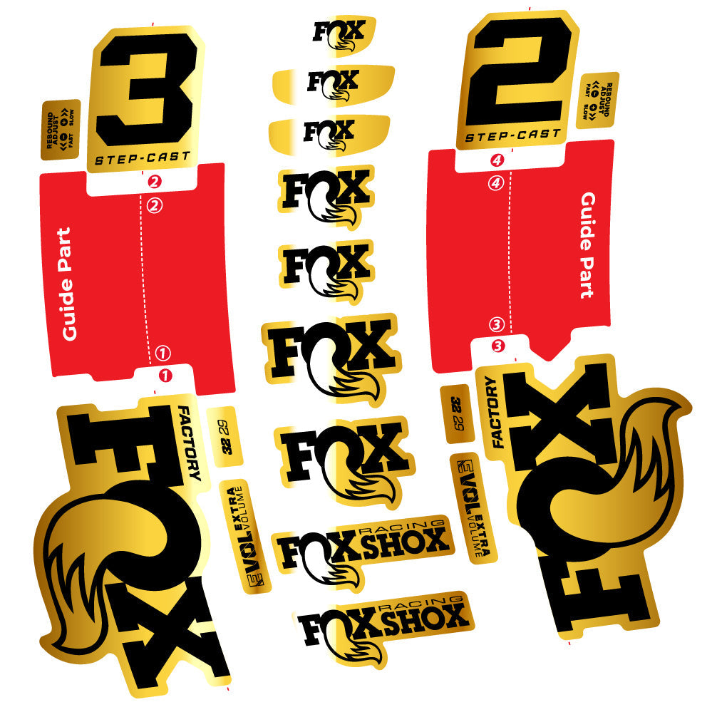 Stickers Fox 32 StepCast Factory 2025 compatibles Autocollants fourche 29"