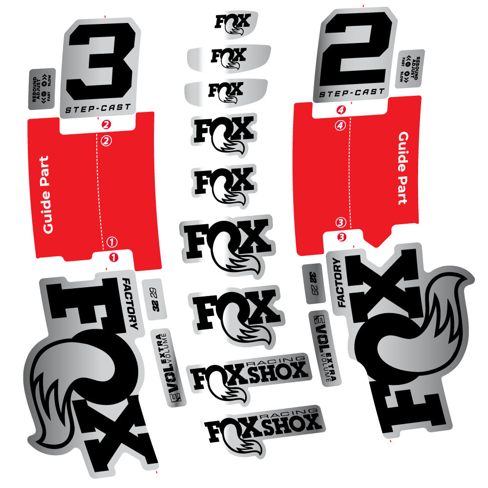 Stickers Fox 32 Step-Cast Factory 2025 compatibles - Autocollants fourche VTT
