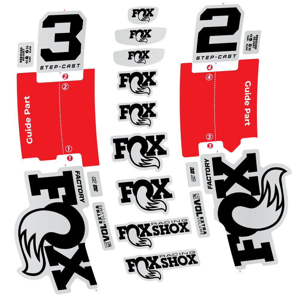 Stickers Fox 32 Step-Cast Factory 2025 compatibles - Autocollants fourche VTT