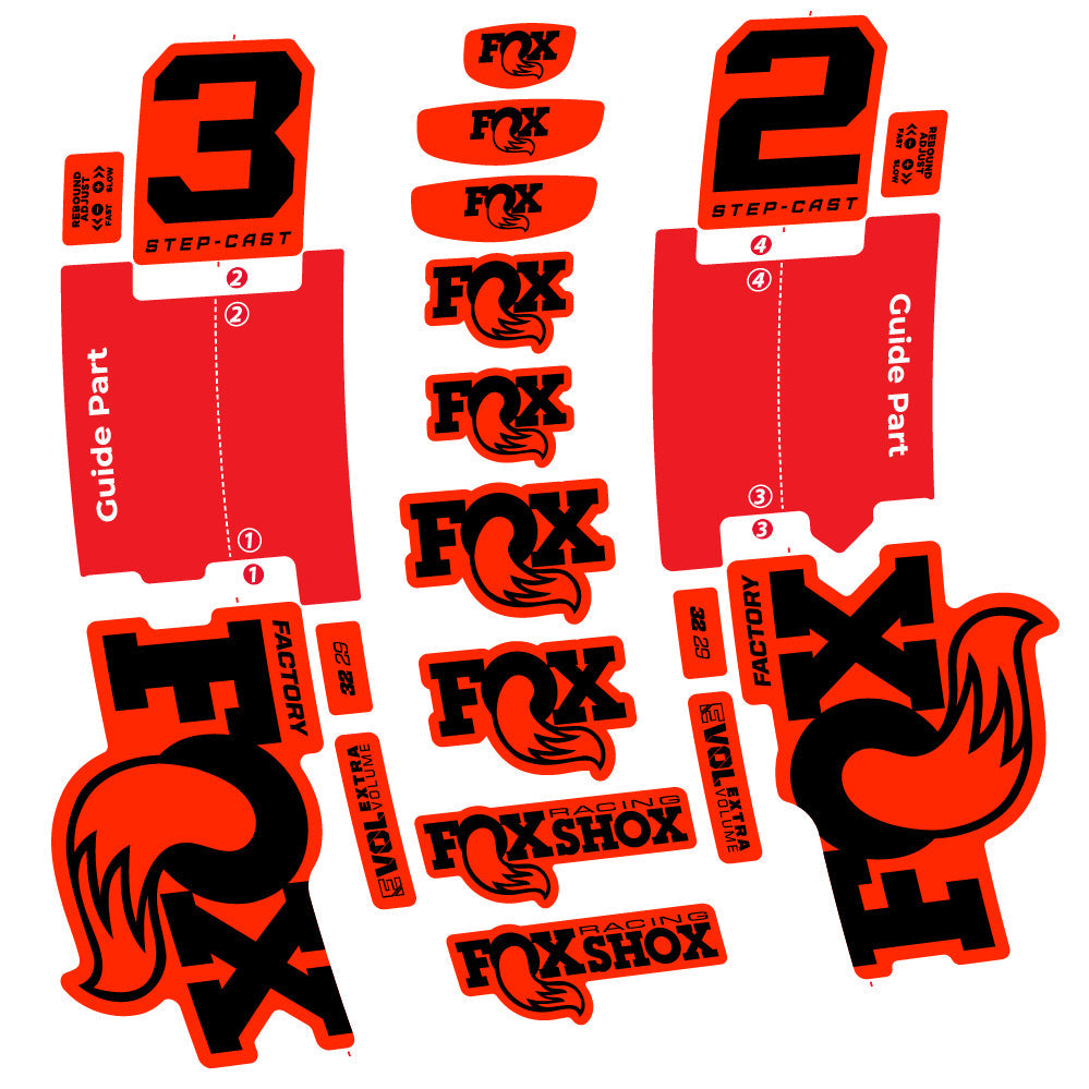 Stickers Fox 32 StepCast Factory 2025 compatibles Autocollants fourche 29"