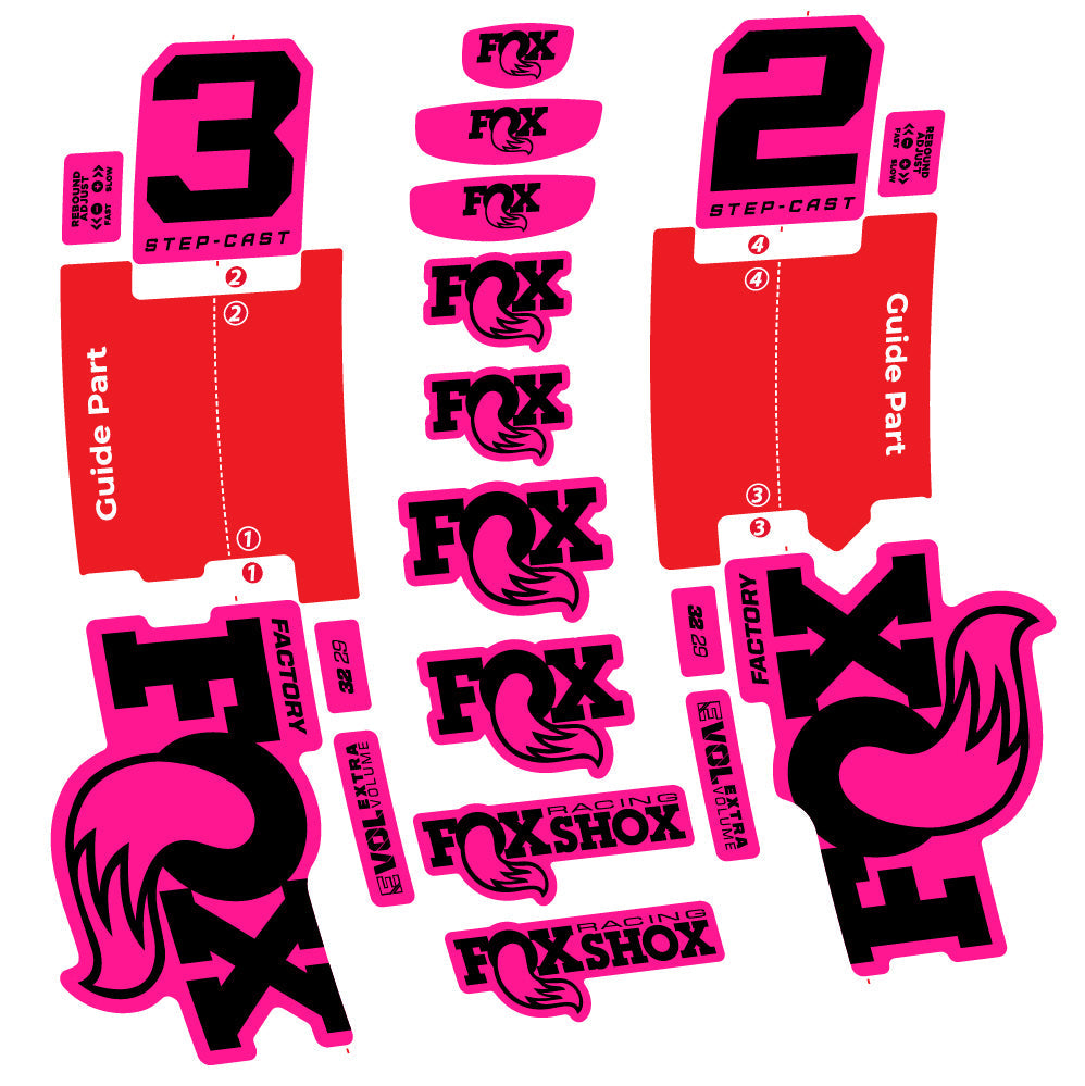 Stickers Fox 32 Step-Cast Factory 2025 compatibles - Autocollants fourche VTT