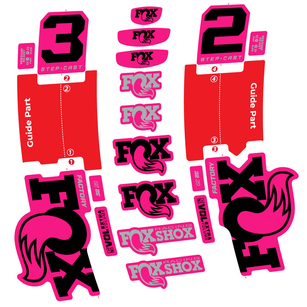 Stickers Fox 32 Step-Cast Factory 2025 compatibles - Autocollants fourche VTT