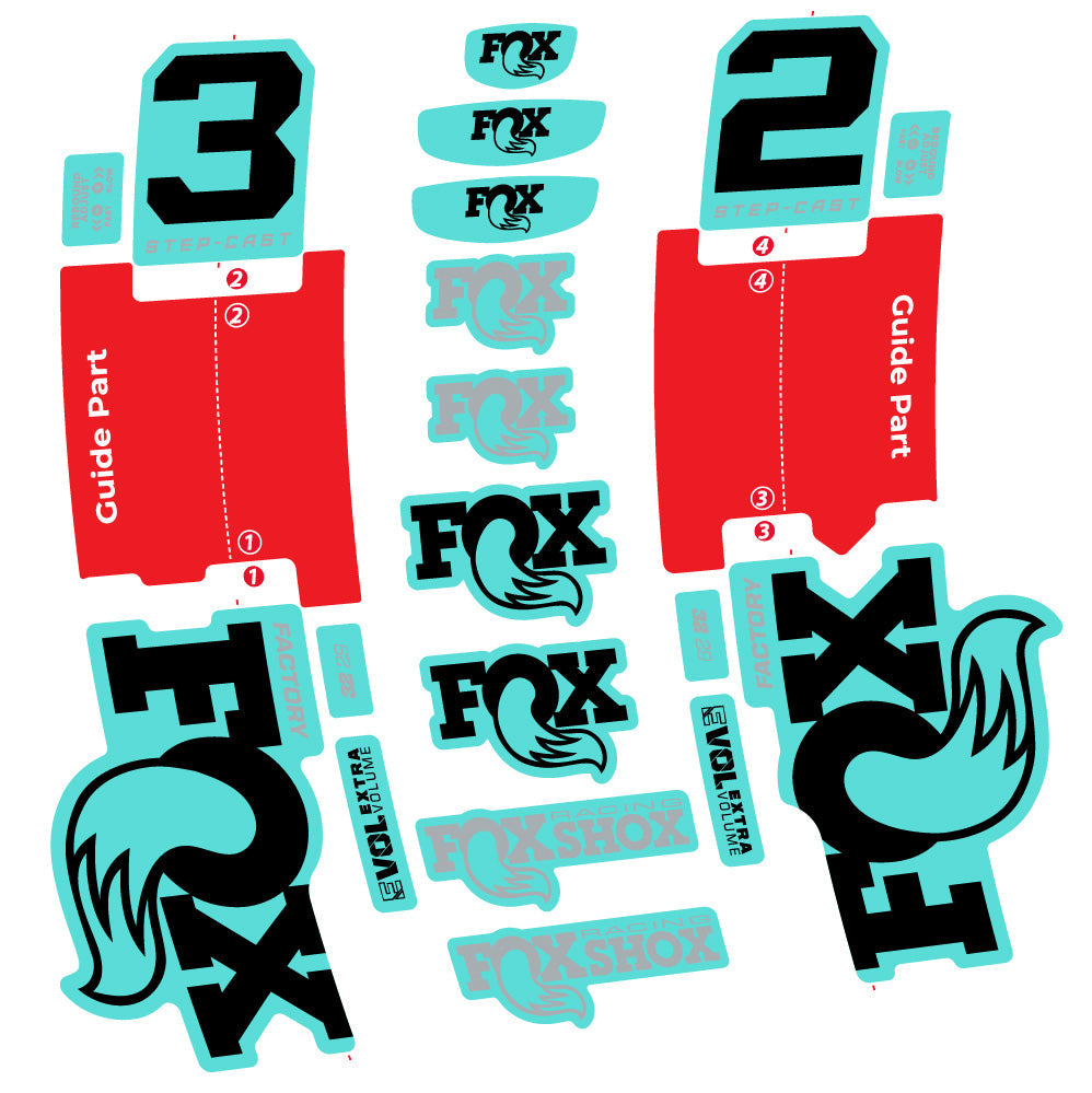 Stickers Fox 32 Step-Cast Factory 2025 compatibles - Autocollants fourche VTT