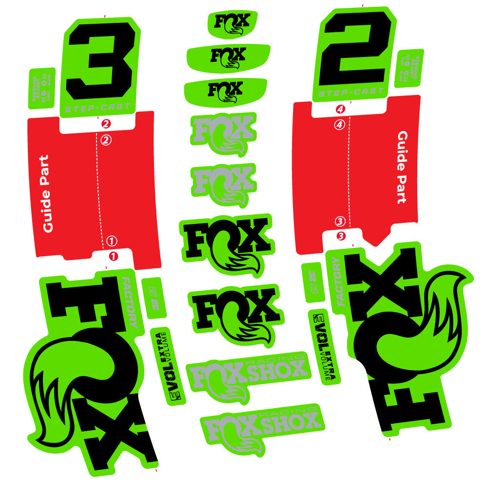 Stickers Fox 32 Step-Cast Factory 2025 compatibles - Autocollants fourche VTT