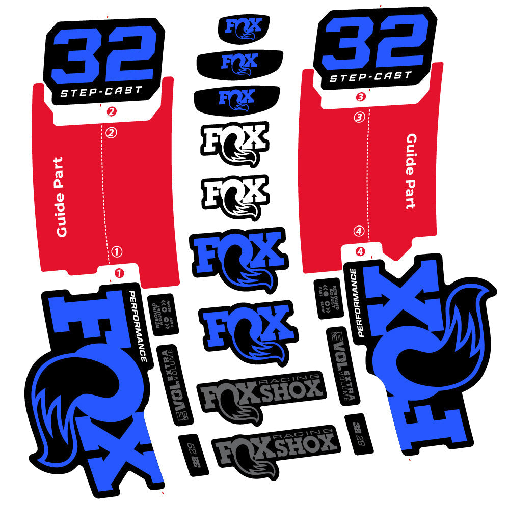 Stickers Fox 32 Step-Cast Performance 2025 compatibles - Autocollants fourche VTT