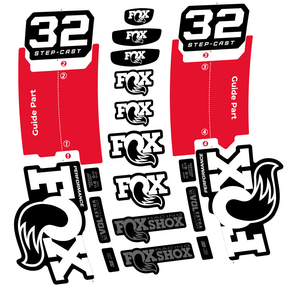 Stickers Fox 32 StepCast Performance 2025 compatibles Autocollants fourche 29"