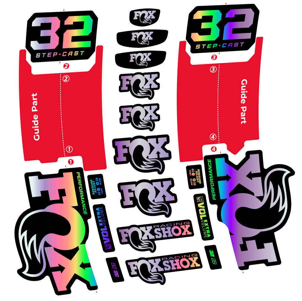 Stickers Fox 32 StepCast Performance 2025 compatibles Autocollants fourche 29"
