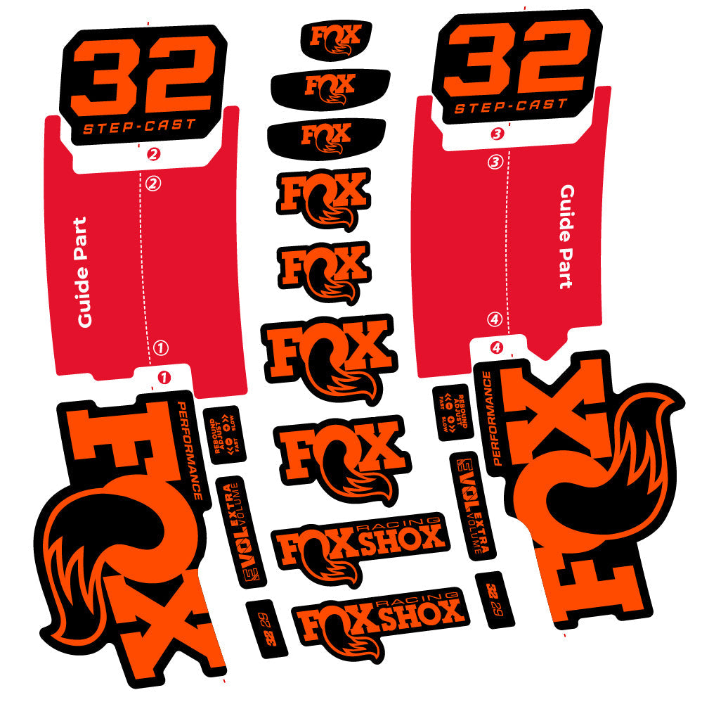 Stickers Fox 32 StepCast Performance 2025 compatibles Autocollants fourche 29"