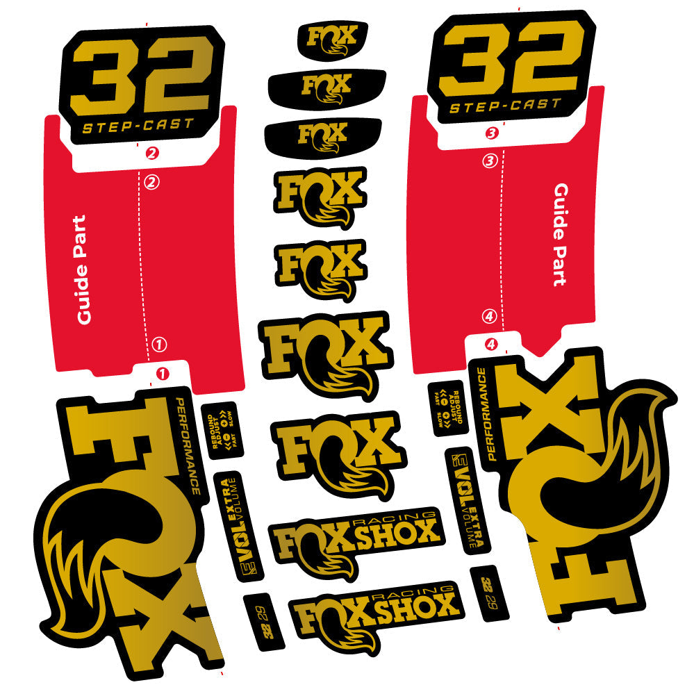Stickers Fox 32 StepCast Performance 2025 compatibles Autocollants fourche 29"