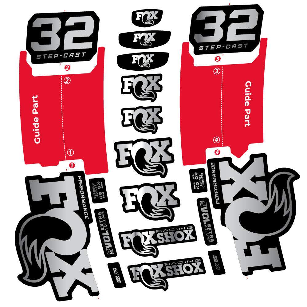 Stickers Fox 32 StepCast Performance 2025 compatibles Autocollants fourche 29"