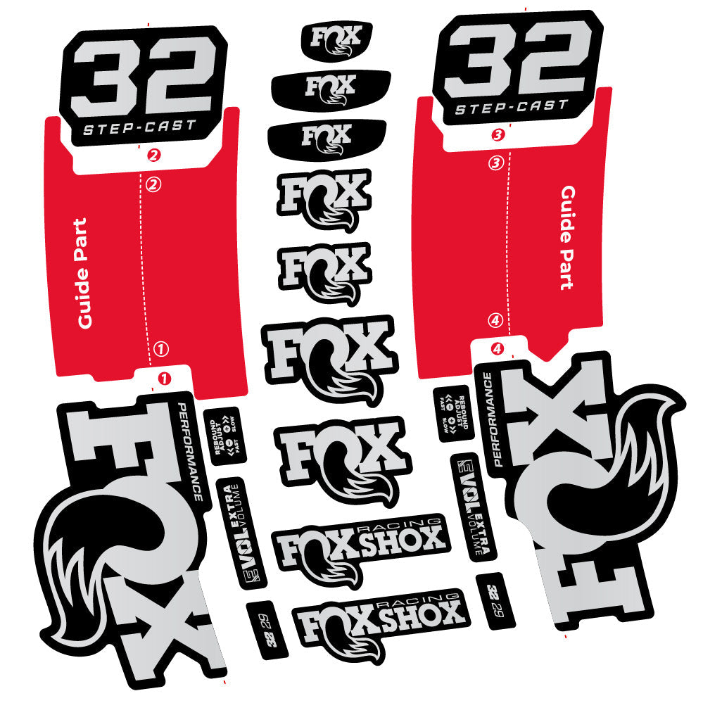 Stickers Fox 32 StepCast Performance 2025 compatibles Autocollants fourche 29"