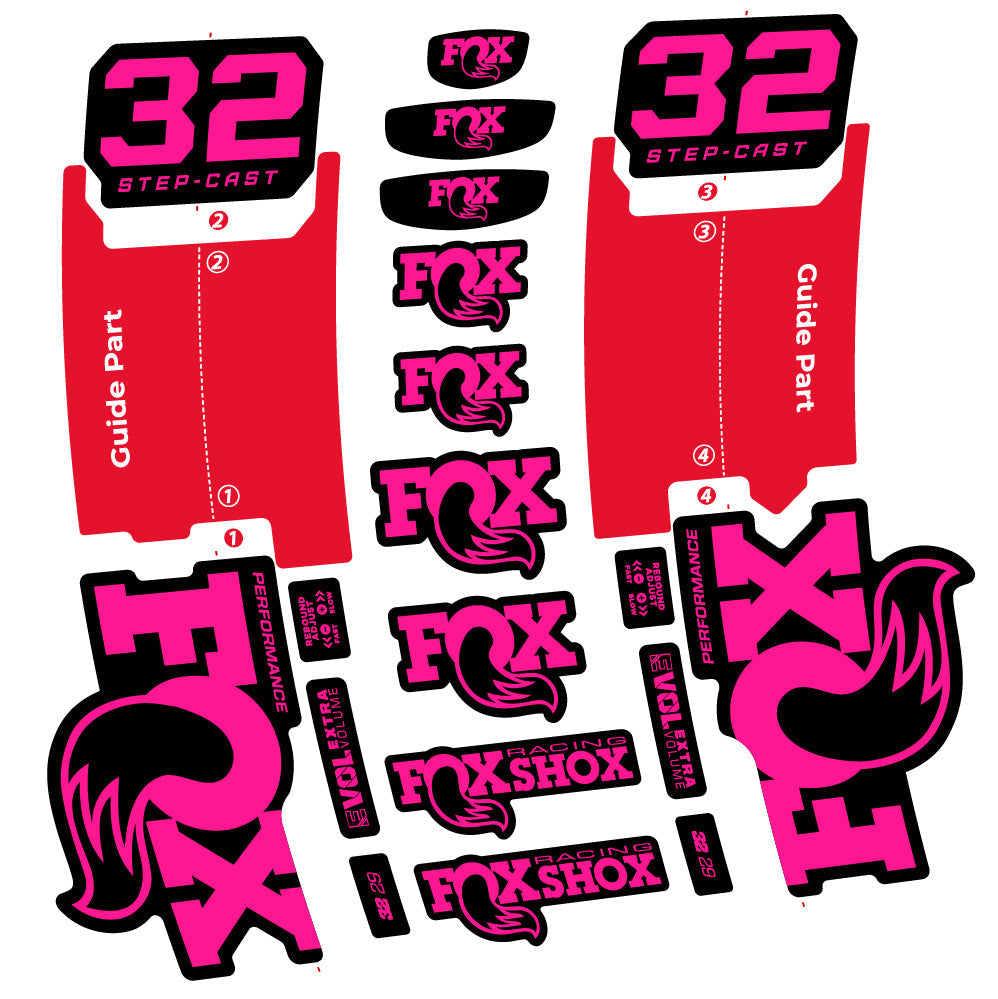 Stickers Fox 32 StepCast Performance 2025 compatibles Autocollants fourche 29"