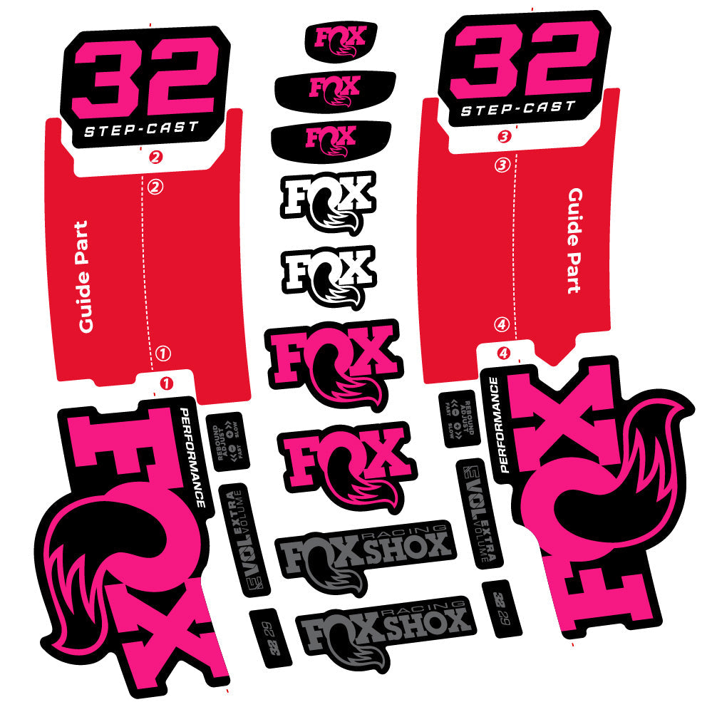 Stickers Fox 32 StepCast Performance 2025 compatibles Autocollants fourche 29"