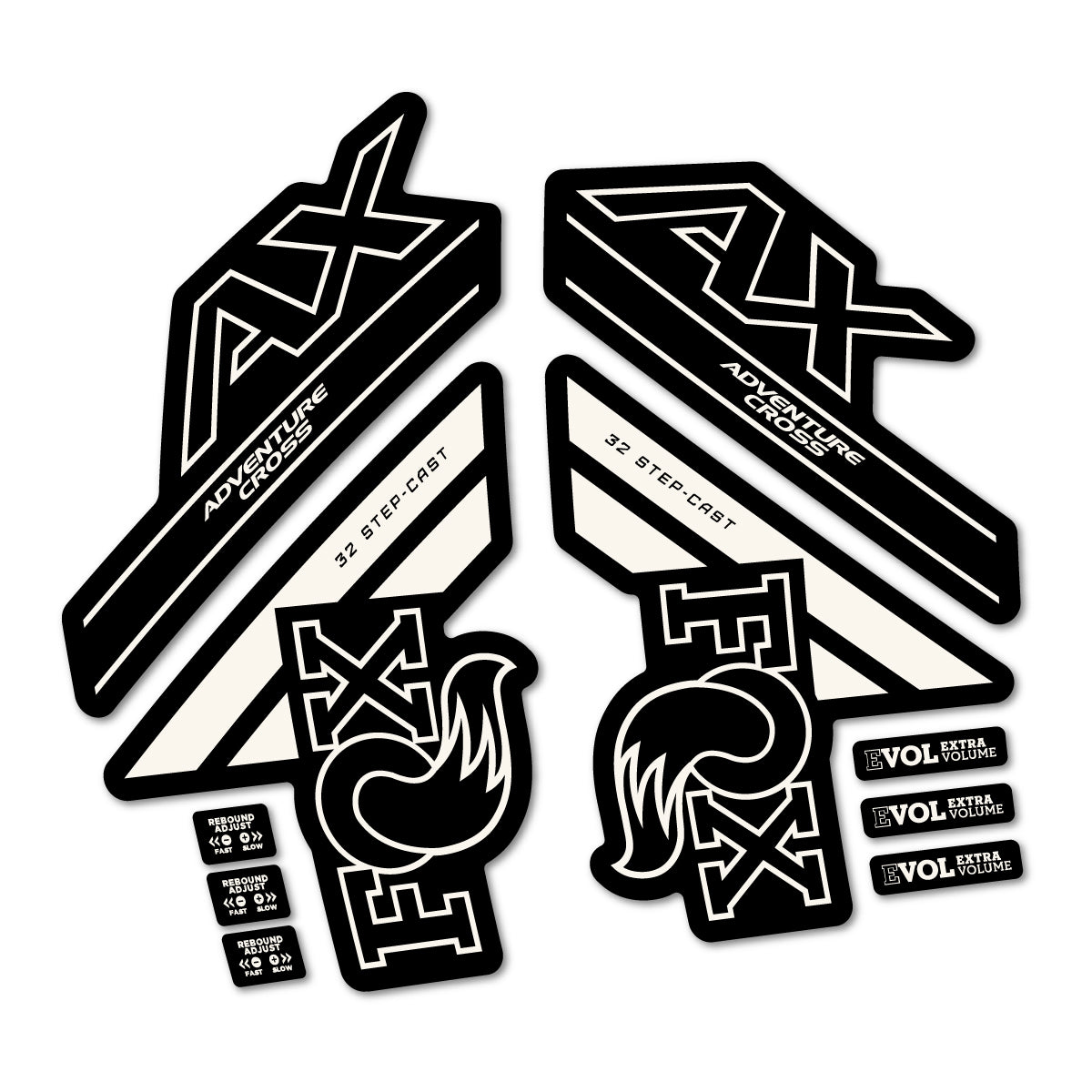 Stickers compatibles Fox 32 Step Cast AX 2025 pour fourche – autocollants vinyle - Blanc Cassé