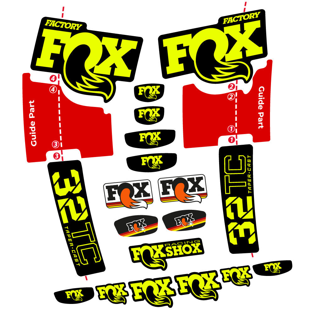 Stickers Fox 32 Taper Cast Factory compatibles - Autocollants fourche VTT
